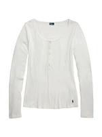Logo Cotton Scoopneck Henley