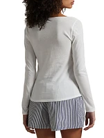 Logo Cotton Scoopneck Henley