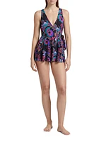 Fatima Paisley Wrap Tie-Waist Swimdress