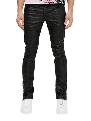 Skinny Shiny Stretch Zip Jeans