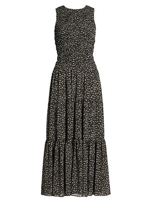 Smocked Floral Fit & Flare Maxi Dress