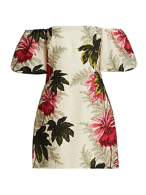 Tully Floral Puff-Sleeve Minidress