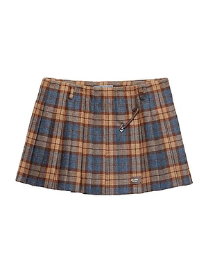 Checked Wool Twill Miniskirt