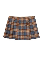 Checked Wool Twill Miniskirt