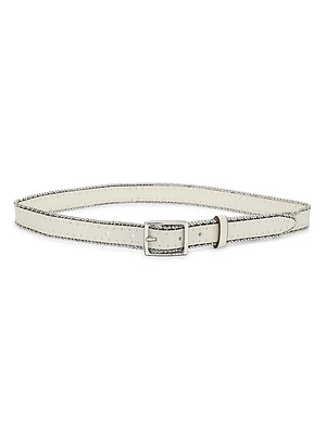 Baby Boyfriend Bead-Trimmed Leather Belt