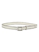 Baby Boyfriend Bead-Trimmed Leather Belt