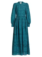 Embroidered Cotton Voile Maxi Dress