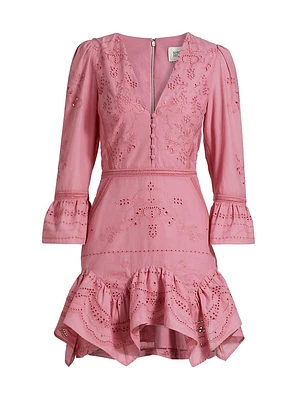 Embroidered Cotton Voile Minidress