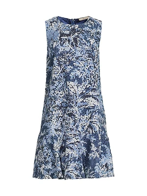 Mue Eyelet Printed Minidress