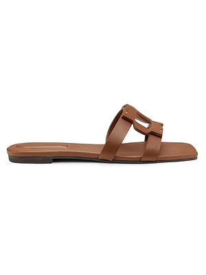 Monogram Leather Flat Slides