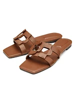 Monogram Leather Flat Slides