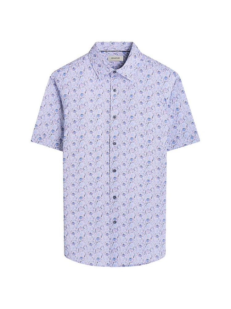 OohCotton Miles Leaf-Print Stretch-Cotton Shirt