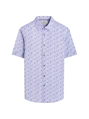 OohCotton Miles Leaf-Print Stretch-Cotton Shirt