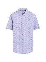 OohCotton Miles Leaf-Print Stretch-Cotton Shirt