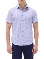 OohCotton Miles Leaf-Print Stretch-Cotton Shirt