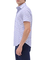 OohCotton Miles Leaf-Print Stretch-Cotton Shirt