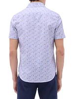 OohCotton Miles Leaf-Print Stretch-Cotton Shirt