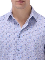 OohCotton Miles Leaf-Print Stretch-Cotton Shirt