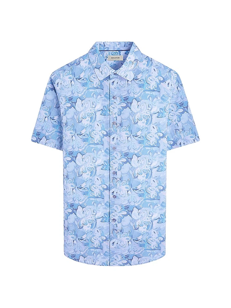 Orson Abstract Cotton-Linen Button-Front Shirt