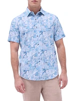 Orson Abstract Cotton-Linen Button-Front Shirt