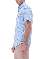 Orson Abstract Cotton-Linen Button-Front Shirt