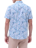Orson Abstract Cotton-Linen Button-Front Shirt