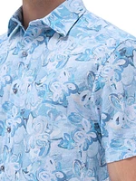 Orson Abstract Cotton-Linen Button-Front Shirt