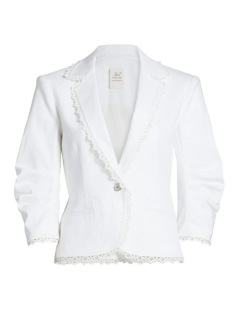 Khloe Vineyard Lace Single-Breasted Blazer