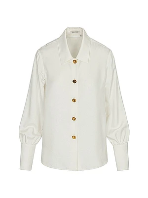 Novelty Silk Button-Front Shirt