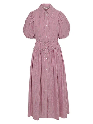 Striped Poplin Midi-Dress