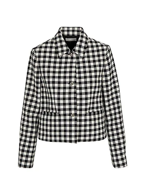 Phillipa Check Wool-Blend Crop Jacket