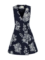 Venice Floral Toile Jacquard Double-Breasted Minidress