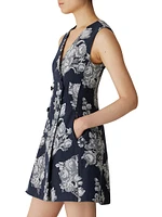Venice Floral Toile Jacquard Double-Breasted Minidress