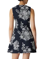 Venice Floral Toile Jacquard Double-Breasted Minidress