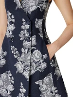 Venice Floral Toile Jacquard Double-Breasted Minidress