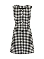 Phillipa Check Button-Front Minidress