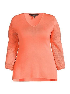 Plus Tonal Texture Soft Knit Tunic