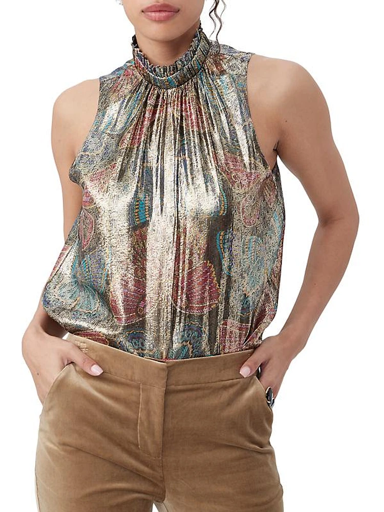 Rissa Metallic Sleeveless Top