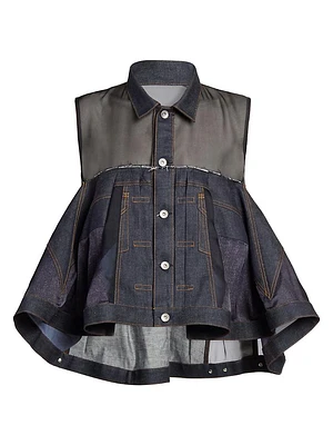 Mix-Media Denim Babydoll Shirt
