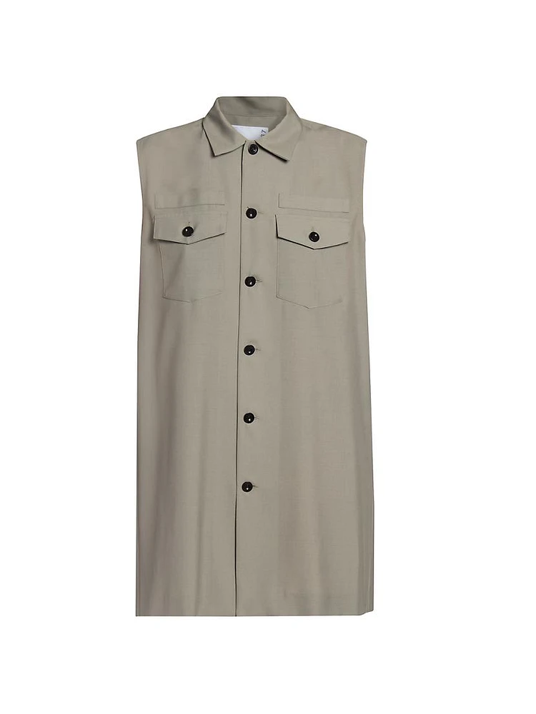 Suiting Button-Front Shift Dress