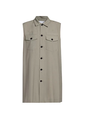 Suiting Button-Front Shift Dress