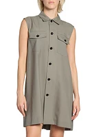 Suiting Button-Front Shift Dress
