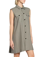 Suiting Button-Front Shift Dress