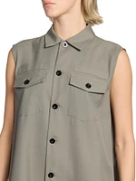 Suiting Button-Front Shift Dress