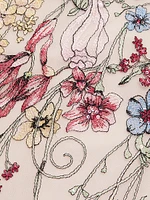 Floral-Embroidered Tulle A-Line Gown