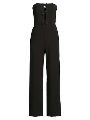 Stretch Crepe Bow Keyhole Front Jumpsuit