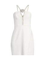 Crystal-Embellished Cut-Out Stretch Crepe Minidress