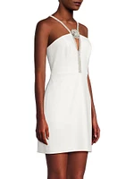 Crystal-Embellished Cut-Out Stretch Crepe Minidress