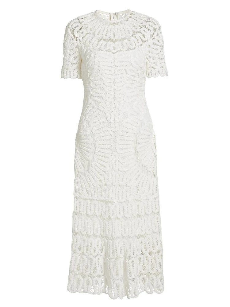 Lorelai Crocheted Crewneck Midi-Dress