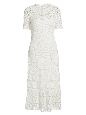 Lorelai Crocheted Crewneck Midi-Dress